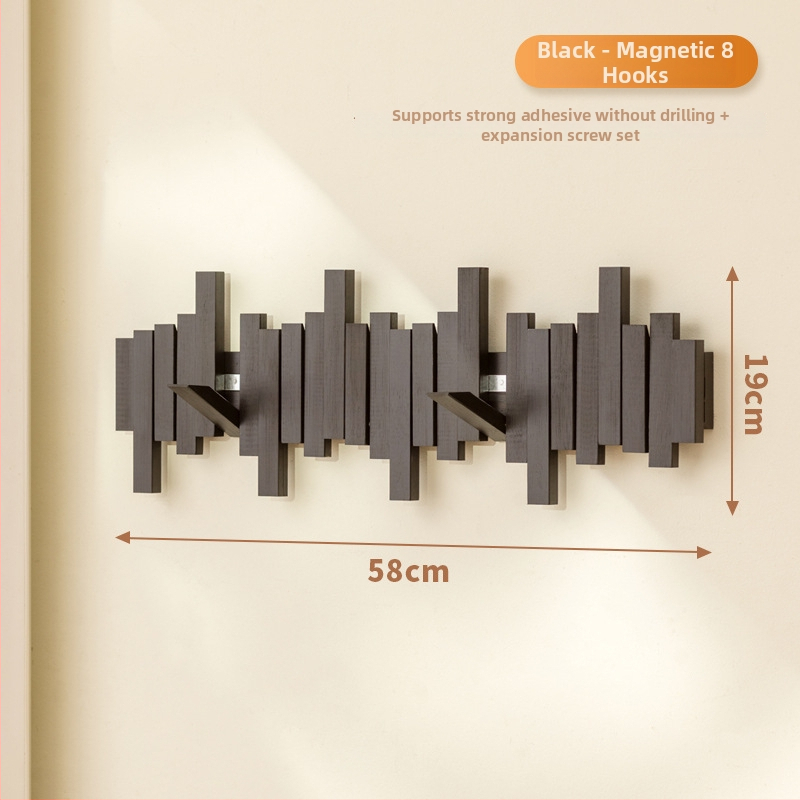 Magneetiline riidepuu klaveri klahvide kujundusega, seinale paigaldatav, mõeldud sissepääsuks, koridoriks ja magamistuppa, puit/bambus, kaasaegne minimalistlik stiil, 3+ konksurida, kandevõime 10–15 kg
