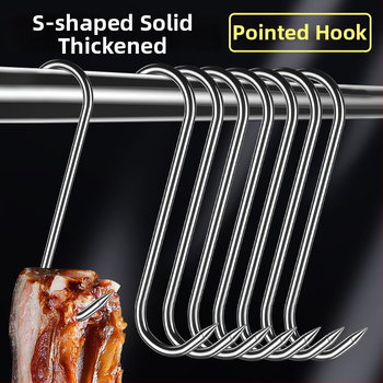 Liha konks roostevabast terasest, S-kujuline, ühe konksu disain, kerge luksuslik stiil, koormus kuni 10–15 kg