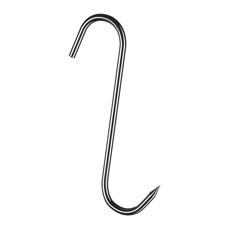 Liha konks roostevabast terasest, S-kujuline, ühe konksu disain, kerge luksuslik stiil, koormus kuni 10–15 kg