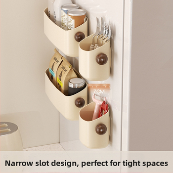 Magnētiska ledusskapja sienas uzglabāšanas plaukts, ABS materiāls, modelis Ym.7257, uzstādīšana bez urbuma, sānu virtuves organizētājs