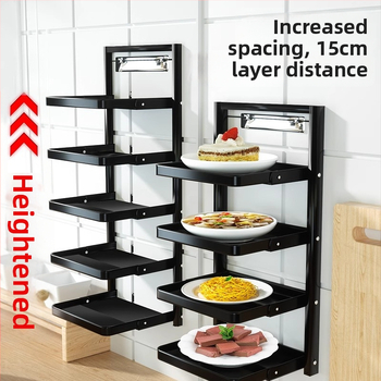 Toiduvalmistamise riiul (kokkupandav, mitmekorruseline, imukorgiga, seinale paigaldatav, metallist)