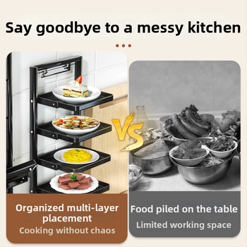 Toiduvalmistamise riiul (kokkupandav, mitmekorruseline, imukorgiga, seinale paigaldatav, metallist)