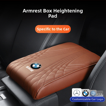 Ādas centrālā elkoņa atbalsta spilventiņš ar uzglabāšanas kabatu un salvetēm kastīti automašīnai
