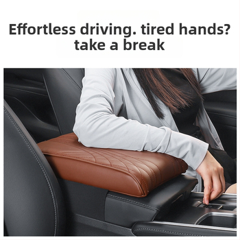 Ādas centrālā elkoņa atbalsta spilventiņš ar uzglabāšanas kabatu un salvetēm kastīti automašīnai