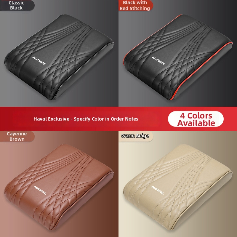 Ādas centrālā elkoņa atbalsta spilventiņš ar uzglabāšanas kabatu un salvetēm kastīti automašīnai