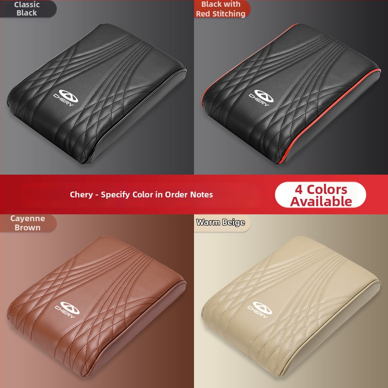 Ādas centrālā elkoņa atbalsta spilventiņš ar uzglabāšanas kabatu un salvetēm kastīti automašīnai