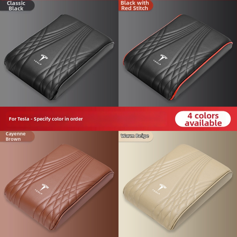 Ādas centrālā elkoņa atbalsta spilventiņš ar uzglabāšanas kabatu un salvetēm kastīti automašīnai