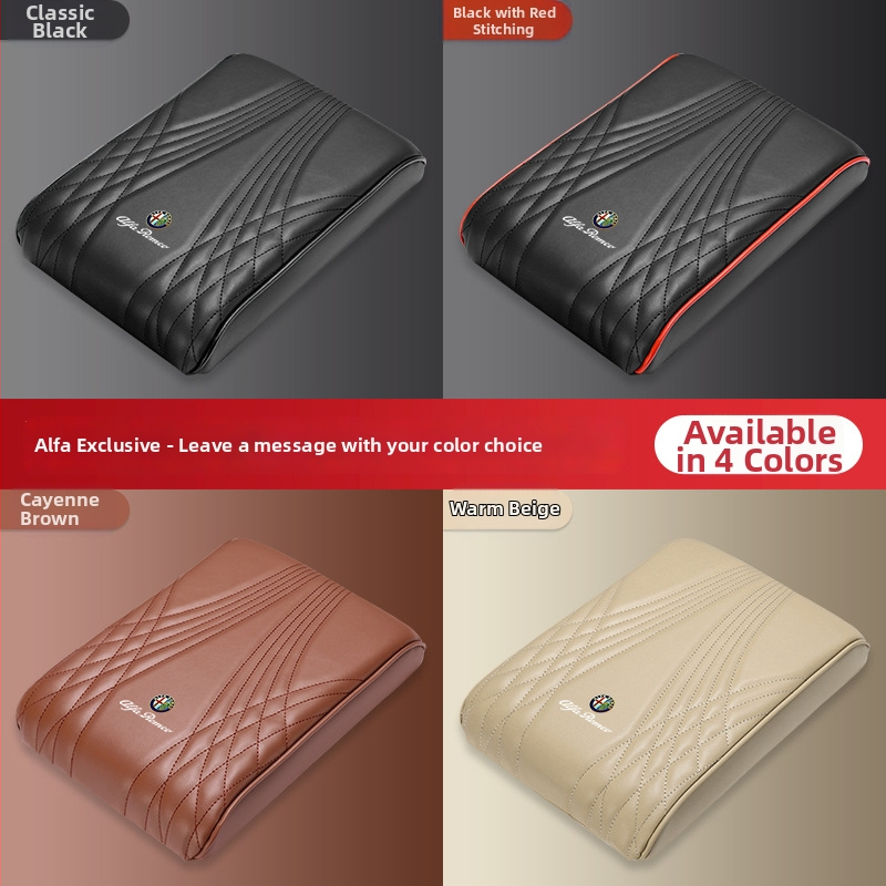 Ādas centrālā elkoņa atbalsta spilventiņš ar uzglabāšanas kabatu un salvetēm kastīti automašīnai