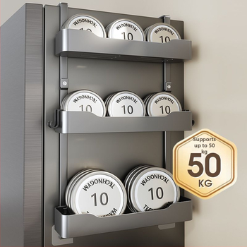 Külmkapi küljehoidja - puurimata paigaldus, mitmekihiline metalliline hoiukorraldaja maitseainete ja kilekoti jaoks