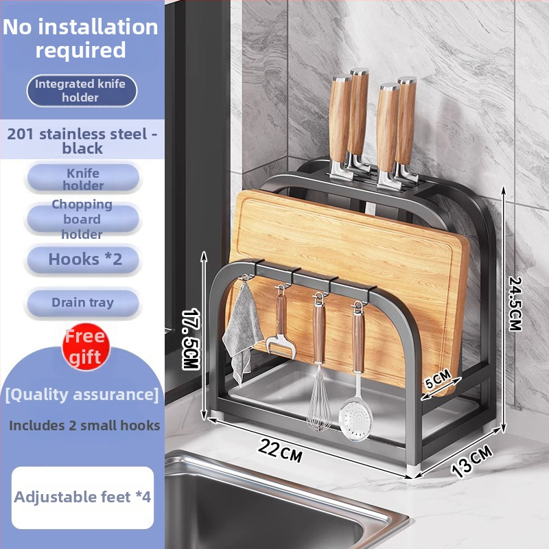 Roostevabast terasest lõikelauahoidik, köögikorraldus drenaažiga, paigalduseta, lihtne ja kaasaegne stiil