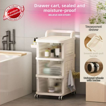 Ratiņveida uzglabāšanas statīvs – 5 līmeņi, uz grīdas, ar riteņiem, noņemamais atvilktņu mehānisms, no plastmasas