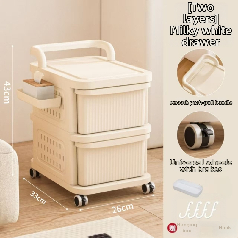 Ratiņveida uzglabāšanas statīvs – 5 līmeņi, uz grīdas, ar riteņiem, noņemamais atvilktņu mehānisms, no plastmasas