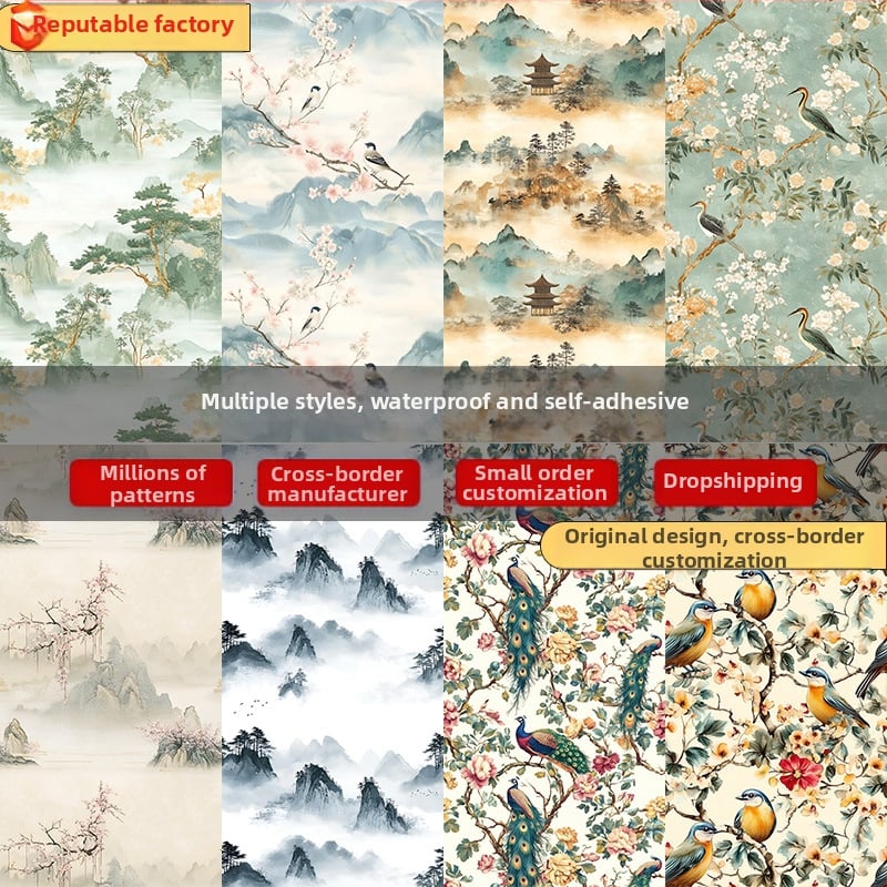 Öntapadós PVC falitapéta, új kínai stílus, mintázat – márka Bvl