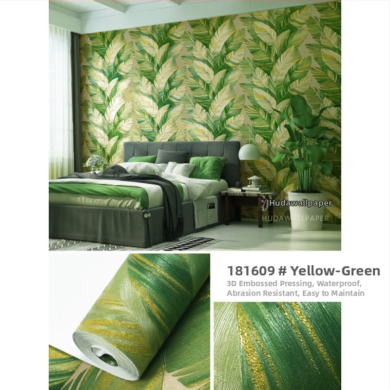 Nordic banánlevél tapéta nappaliba és hálószobába – PVC, nedvességálló, olajálló, vízálló, absztrakt dekor stílus