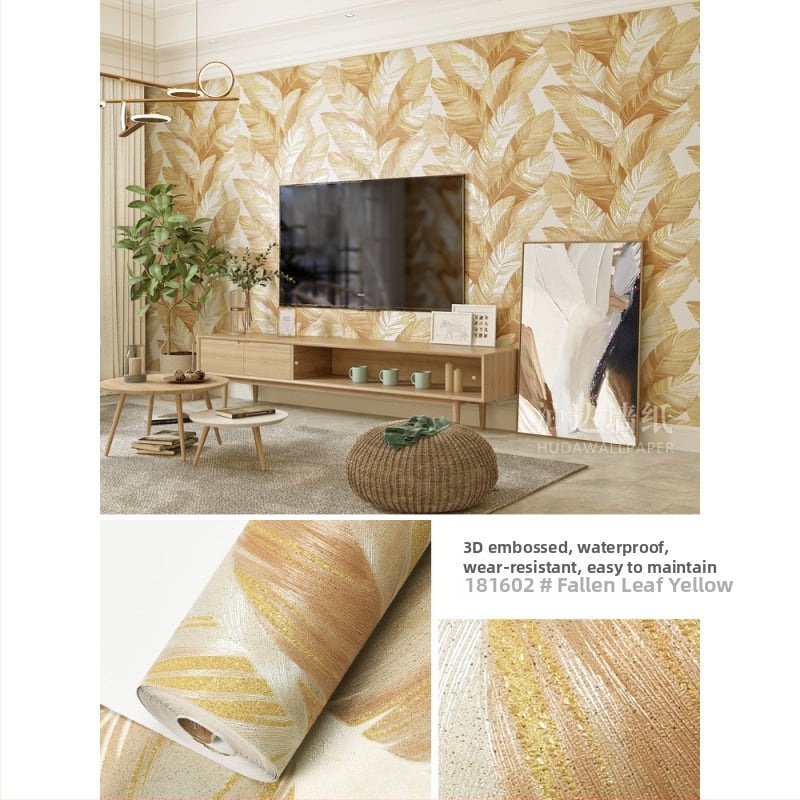 Nordic banánlevél tapéta nappaliba és hálószobába – PVC, nedvességálló, olajálló, vízálló, absztrakt dekor stílus