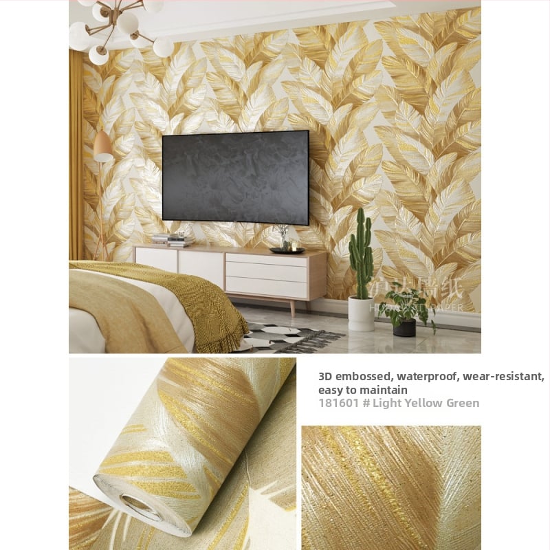 Nordic banánlevél tapéta nappaliba és hálószobába – PVC, nedvességálló, olajálló, vízálló, absztrakt dekor stílus