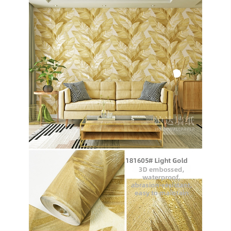 Nordic banánlevél tapéta nappaliba és hálószobába – PVC, nedvességálló, olajálló, vízálló, absztrakt dekor stílus