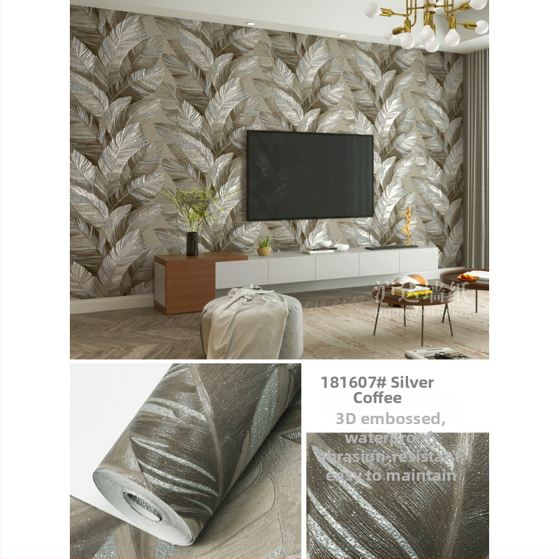 Nordic banánlevél tapéta nappaliba és hálószobába – PVC, nedvességálló, olajálló, vízálló, absztrakt dekor stílus