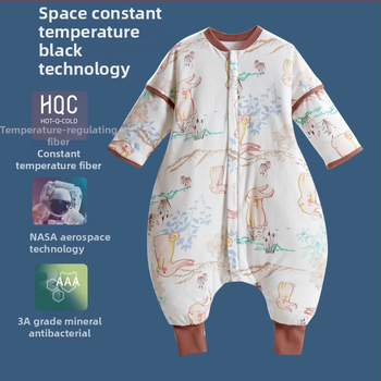 Guļammaiss zīdaiņiem un bērniem | Karikatūru raksts | Audums no 95% kokvilnas | Antibakteriāla piepildījuma ar nemainīgu temperatūru | Noņemami piedurknēm | Metāla rāvējslēdzējs