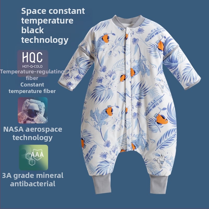 Guļammaiss zīdaiņiem un bērniem | Karikatūru raksts | Audums no 95% kokvilnas | Antibakteriāla piepildījuma ar nemainīgu temperatūru | Noņemami piedurknēm | Metāla rāvējslēdzējs