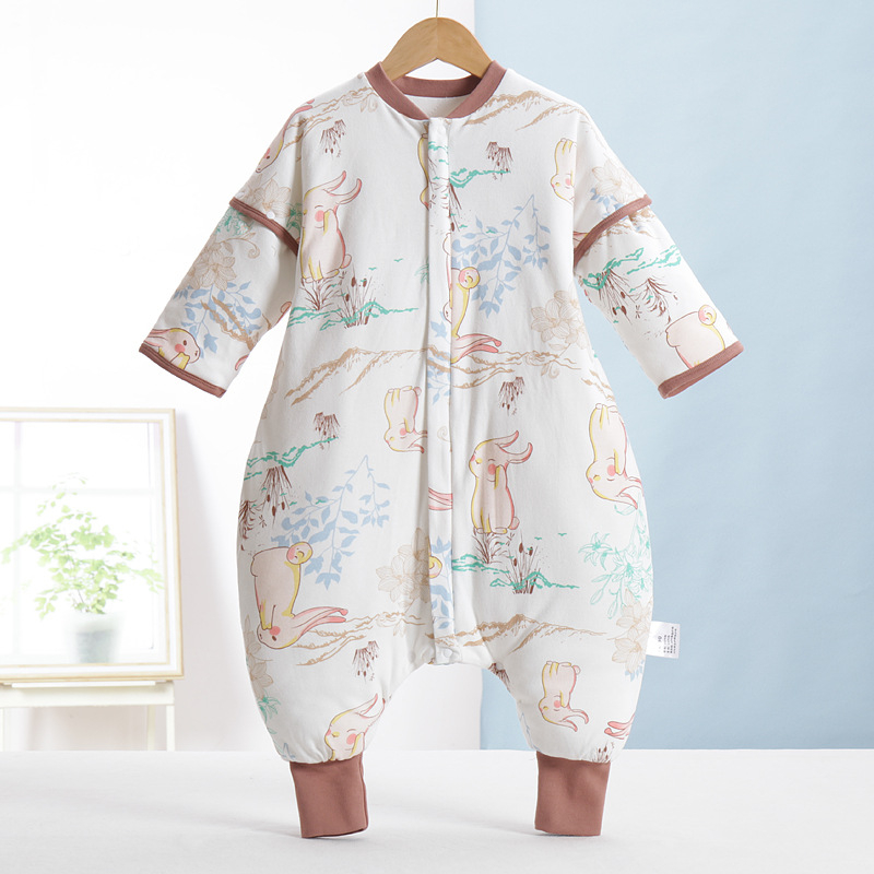 Guļammaiss zīdaiņiem un bērniem | Karikatūru raksts | Audums no 95% kokvilnas | Antibakteriāla piepildījuma ar nemainīgu temperatūru | Noņemami piedurknēm | Metāla rāvējslēdzējs