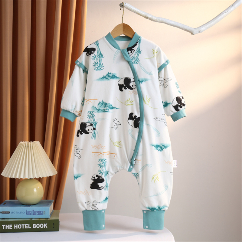 Guļammaiss zīdaiņiem un bērniem | Karikatūru raksts | Audums no 95% kokvilnas | Antibakteriāla piepildījuma ar nemainīgu temperatūru | Noņemami piedurknēm | Metāla rāvējslēdzējs