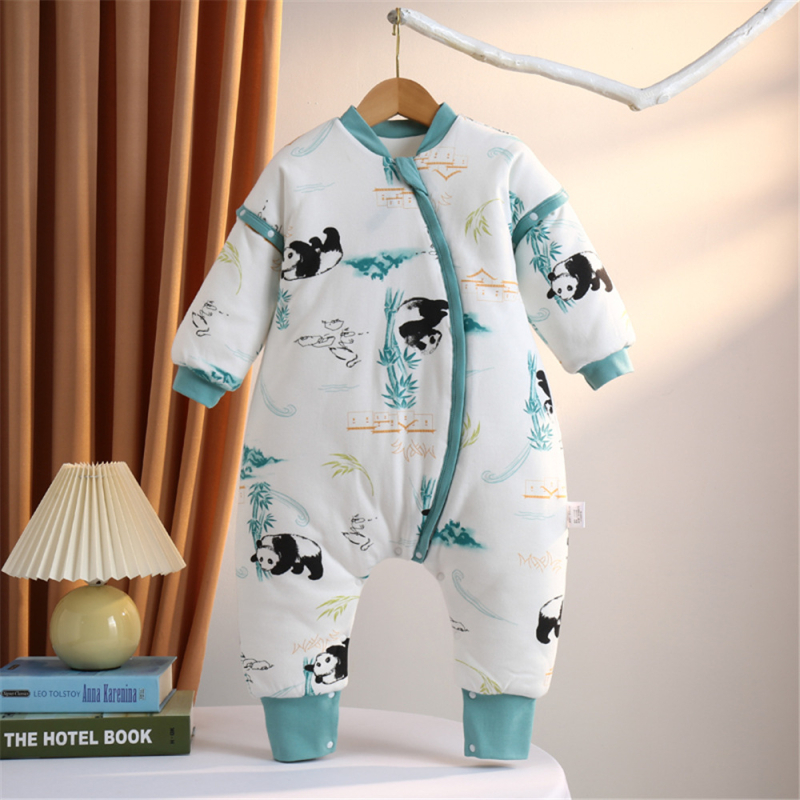 Guļammaiss zīdaiņiem un bērniem | Karikatūru raksts | Audums no 95% kokvilnas | Antibakteriāla piepildījuma ar nemainīgu temperatūru | Noņemami piedurknēm | Metāla rāvējslēdzējs