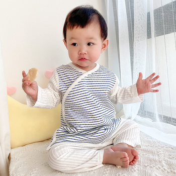 Zīdaiņu guļammaiss ar vēdera aizsardzību – 100% kokvilna, pildījums no kokvilnas, svītrainu raksts, visu sezonu, zīdainis (0–12 mēneši)