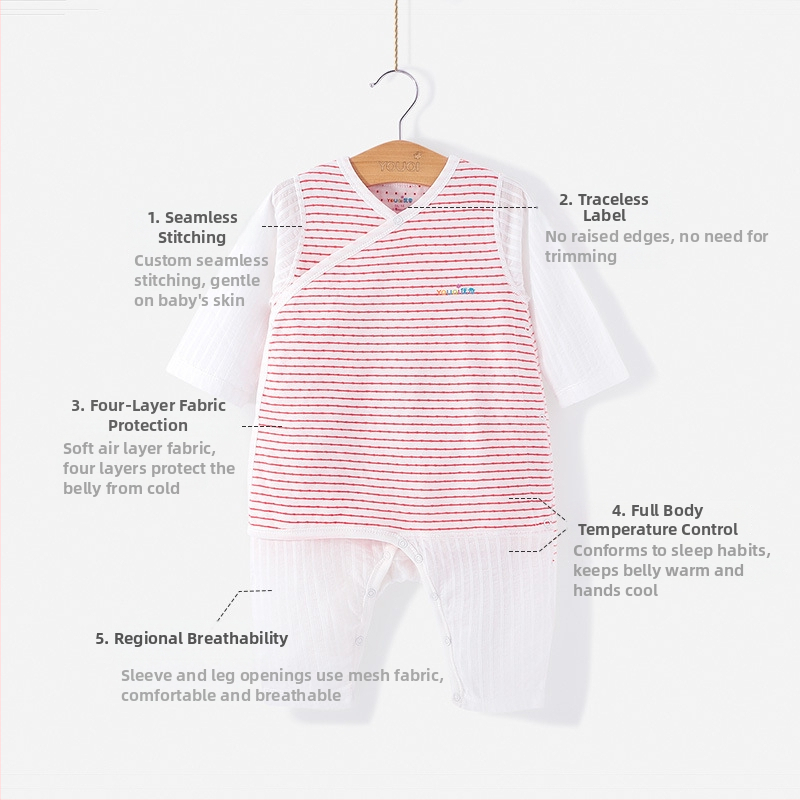 Zīdaiņu guļammaiss ar vēdera aizsardzību – 100% kokvilna, pildījums no kokvilnas, svītrainu raksts, visu sezonu, zīdainis (0–12 mēneši)