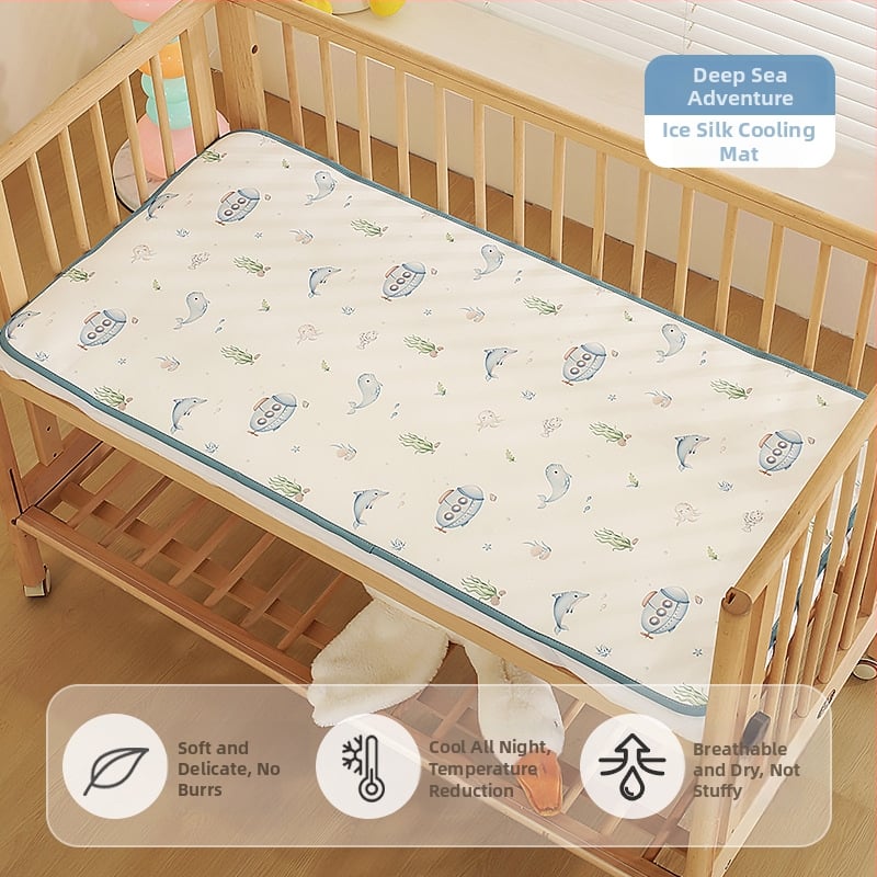 Лятно спално килимче за бебета, дишаща ice silk материя, детски мат за деца на възраст 0–14 години