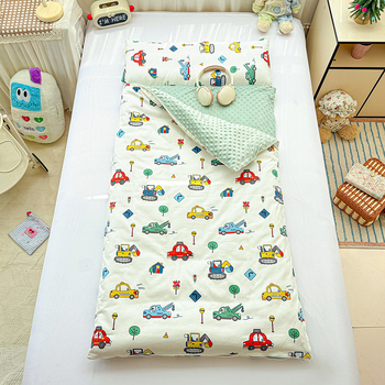 Sac de dormit pentru copii, design desen animat, material: 100% bumbac + bean fleece, 1.1–1.5 kg, compoziție 50% bumbac + 50% bean fleece