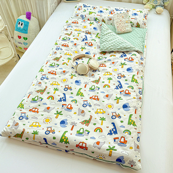 Sac de dormit pentru copii, design desen animat, material: 100% bumbac + bean fleece, 1.1–1.5 kg, compoziție 50% bumbac + 50% bean fleece