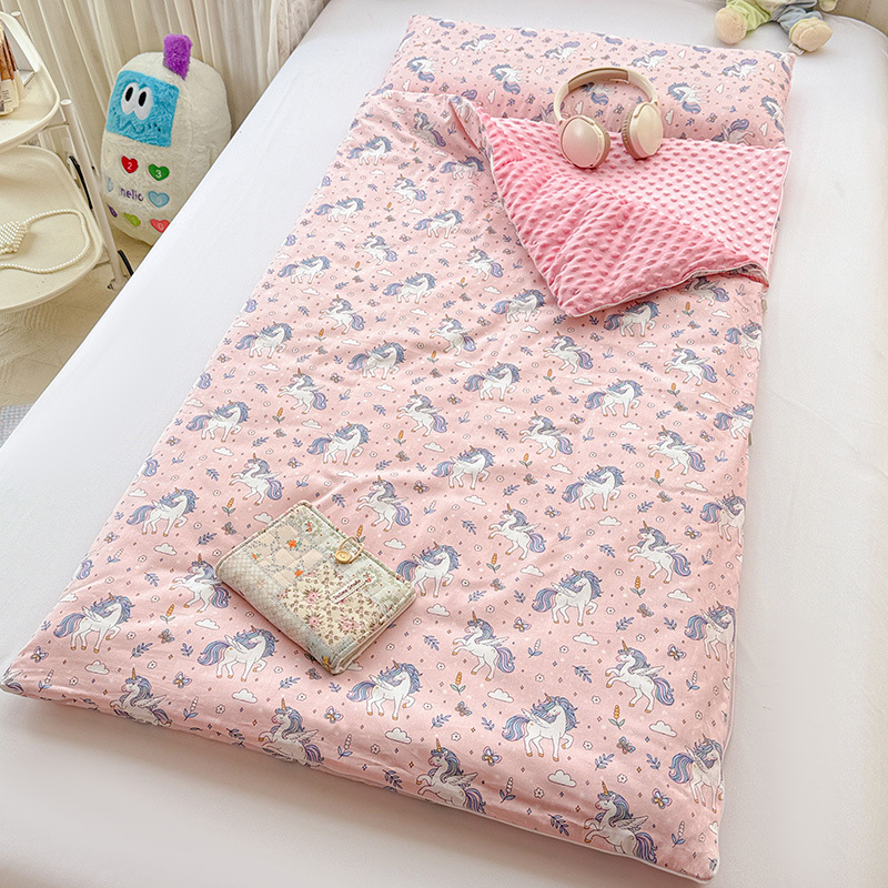 Sac de dormit pentru copii, design desen animat, material: 100% bumbac + bean fleece, 1.1–1.5 kg, compoziție 50% bumbac + 50% bean fleece