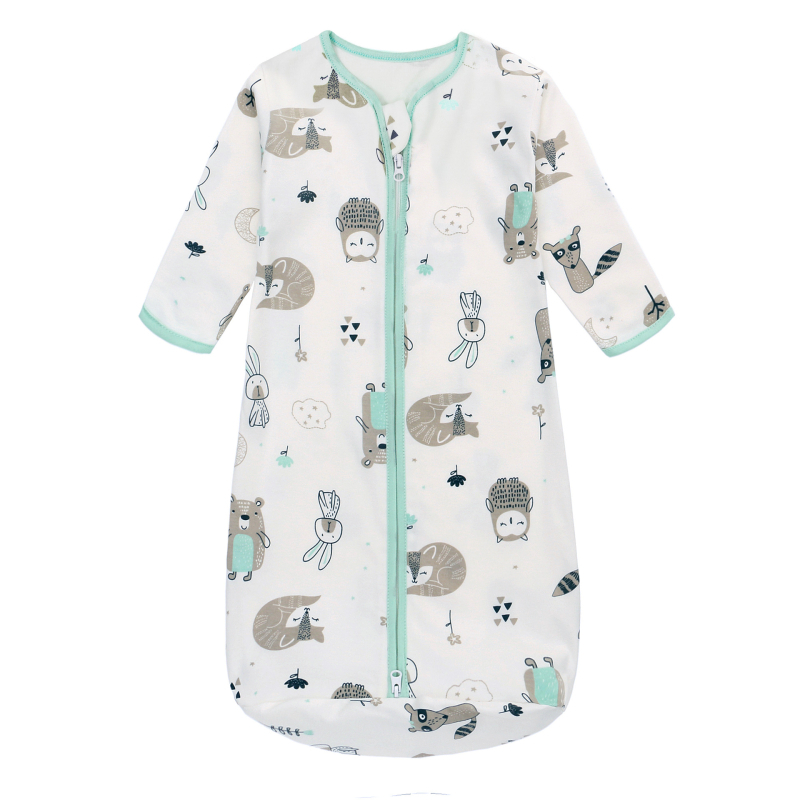 Zīdaiņu guļammaiss, vestes stilā, Miracle zīmols, ārējais materiāls 100% kokvilna, pildījums un oderes kokvilna, rāvējslēdzējs nylons, druka, piemērots vasarai, pavasarim un rudenim, zīdaiņiem 0–1 gads.