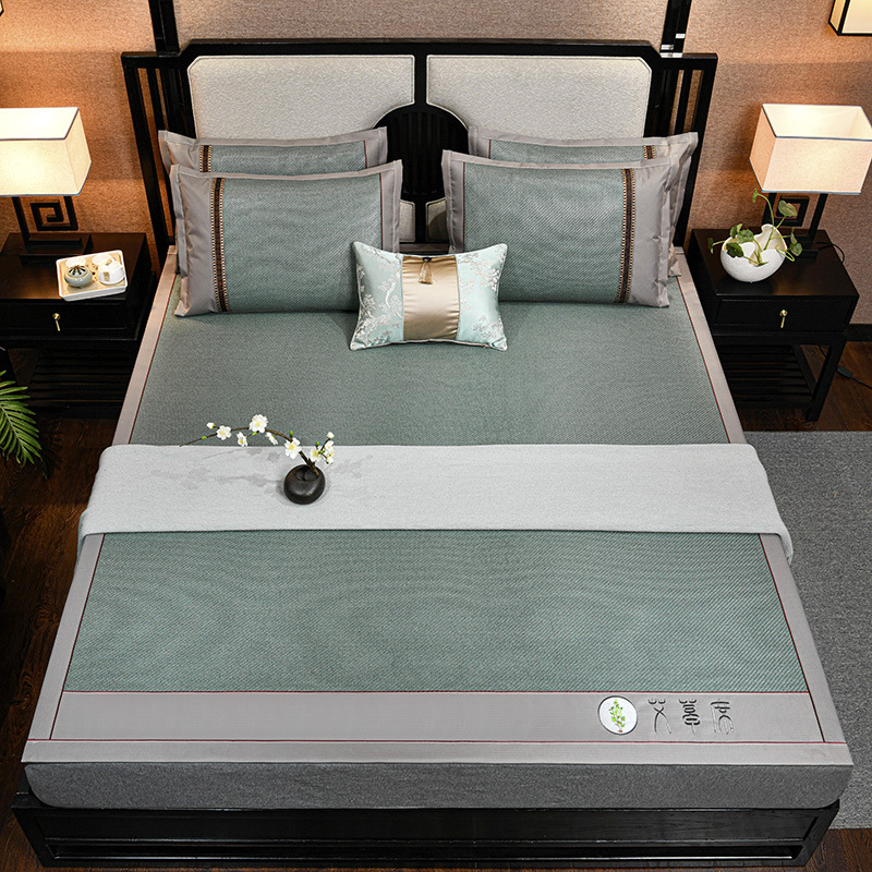 Ice Silk ja rattan mattide komplekt tikitud, kokkupandav, modernne minimalistlik stiil, kohandatav