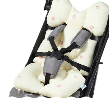 Jastučnica za sjedalicu kolica s podrškom za leđa, pamukasta debela jastučnica, kompatibilna s kolicima i stolom za hranjenje, sve sezone