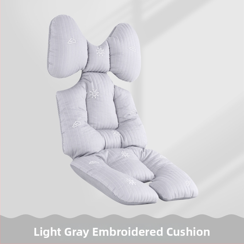 Jastučnica za sjedalicu kolica s podrškom za leđa, pamukasta debela jastučnica, kompatibilna s kolicima i stolom za hranjenje, sve sezone