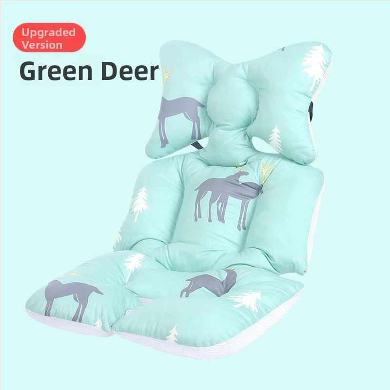Jastučnica za sjedalicu kolica s podrškom za leđa, pamukasta debela jastučnica, kompatibilna s kolicima i stolom za hranjenje, sve sezone