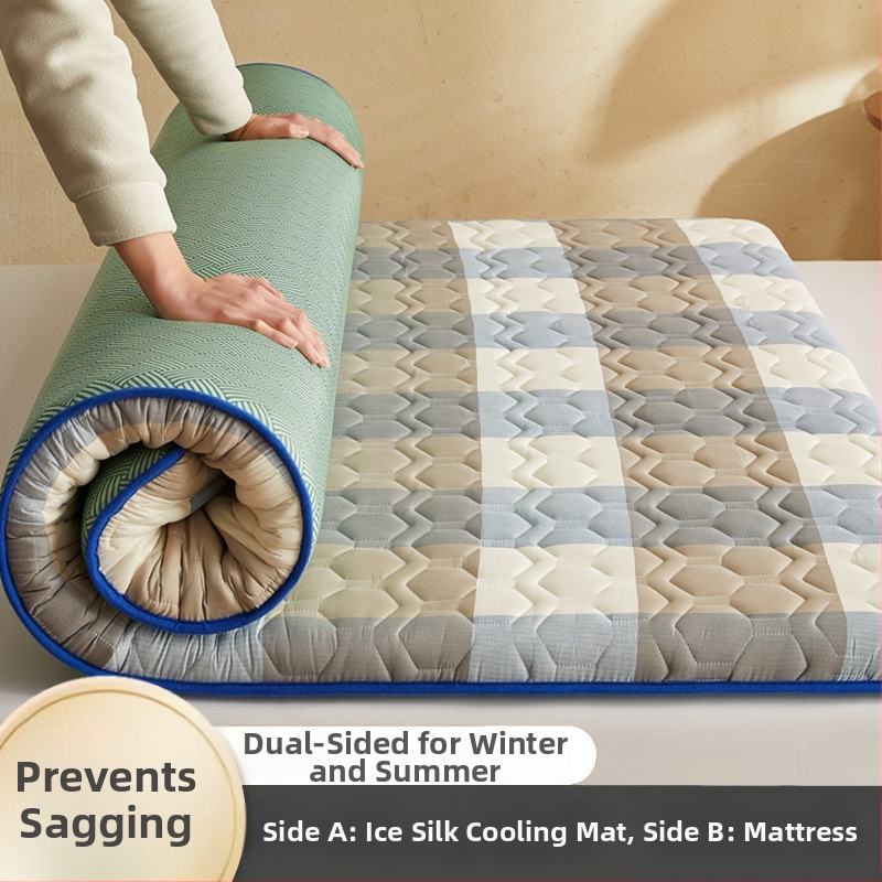 Dvojstranná mäkká podložka na posteľ, Jacquard tkanie, Ice Silk Mat, Chemické vlákno, Moderný minimalistický štýl
