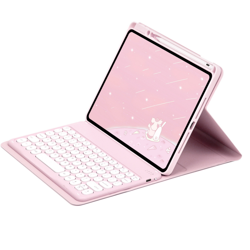 360° rotējošs akrila planšetdatora aizsargkorpuss ar Bluetooth tastatūru un stilusa nodalījumu, piemērots iPad 11. paaudzei