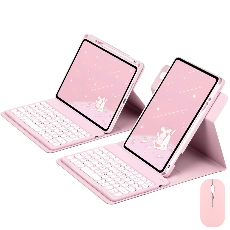 360° rotējošs akrila planšetdatora aizsargkorpuss ar Bluetooth tastatūru un stilusa nodalījumu, piemērots iPad 11. paaudzei