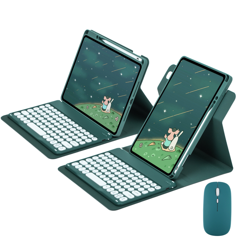 360° rotējošs akrila planšetdatora aizsargkorpuss ar Bluetooth tastatūru un stilusa nodalījumu, piemērots iPad 11. paaudzei