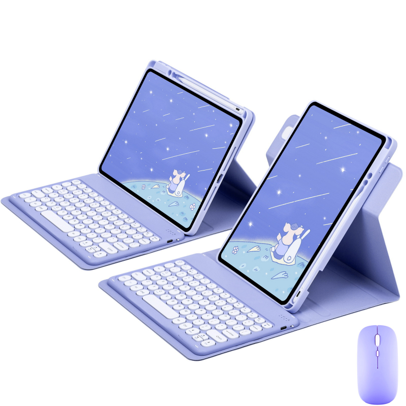 360° rotējošs akrila planšetdatora aizsargkorpuss ar Bluetooth tastatūru un stilusa nodalījumu, piemērots iPad 11. paaudzei