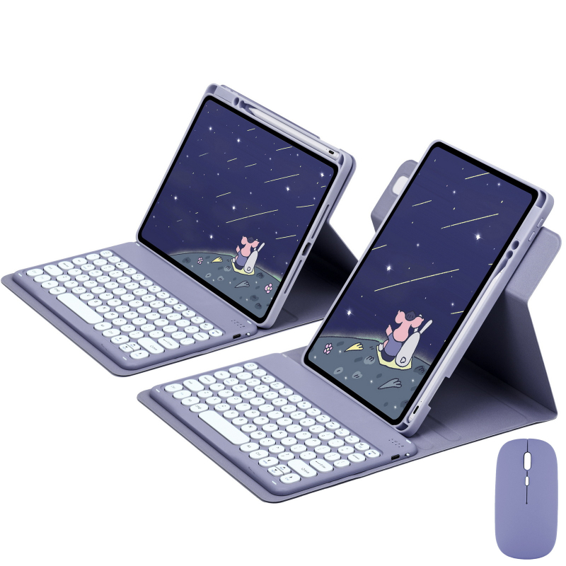 360° rotējošs akrila planšetdatora aizsargkorpuss ar Bluetooth tastatūru un stilusa nodalījumu, piemērots iPad 11. paaudzei