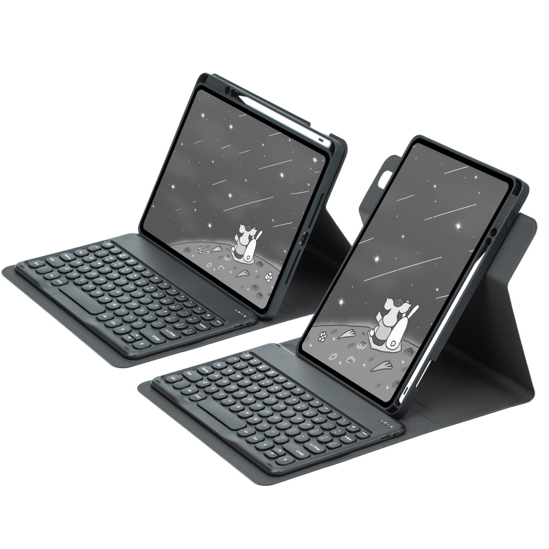 360° rotējošs akrila planšetdatora aizsargkorpuss ar Bluetooth tastatūru un stilusa nodalījumu, piemērots iPad 11. paaudzei
