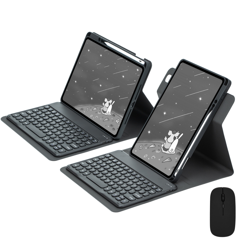 360° rotējošs akrila planšetdatora aizsargkorpuss ar Bluetooth tastatūru un stilusa nodalījumu, piemērots iPad 11. paaudzei