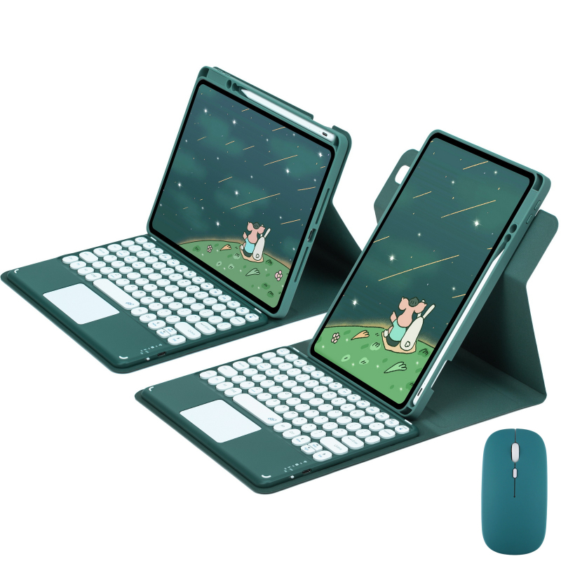360° rotējošs akrila planšetdatora aizsargkorpuss ar Bluetooth tastatūru un stilusa nodalījumu, piemērots iPad 11. paaudzei