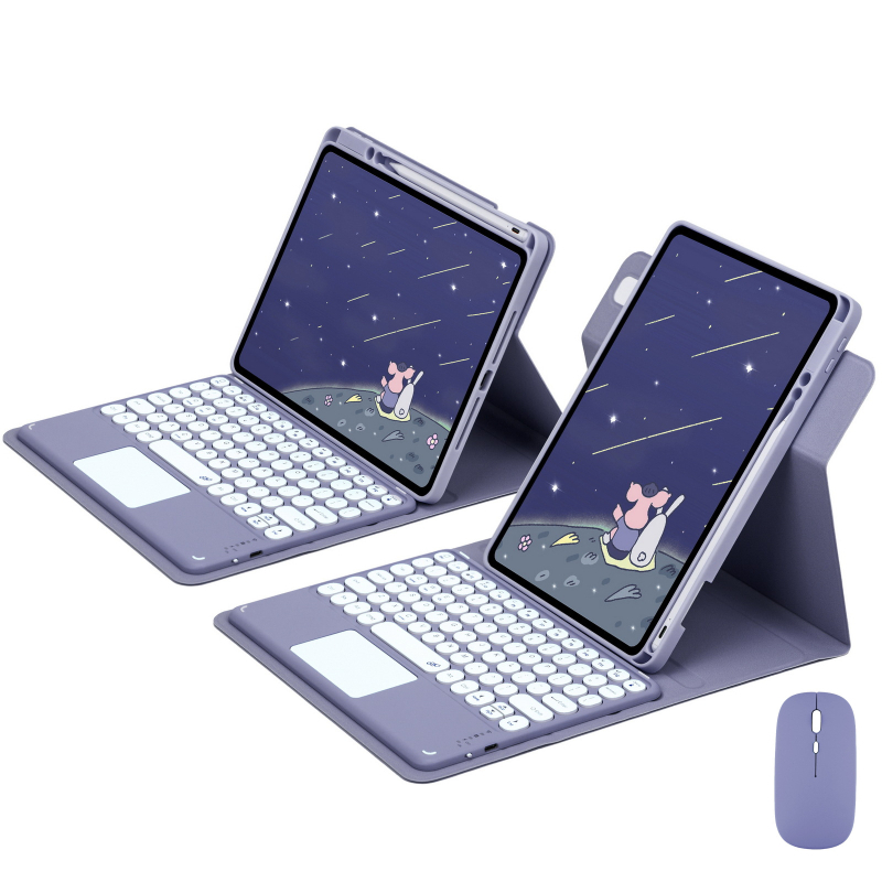 360° rotējošs akrila planšetdatora aizsargkorpuss ar Bluetooth tastatūru un stilusa nodalījumu, piemērots iPad 11. paaudzei