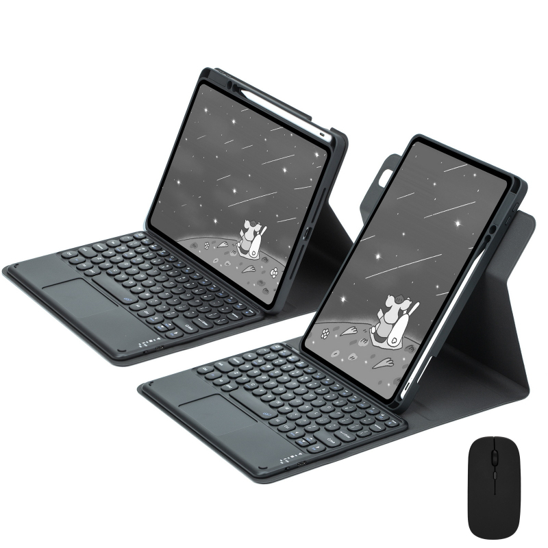 360° rotējošs akrila planšetdatora aizsargkorpuss ar Bluetooth tastatūru un stilusa nodalījumu, piemērots iPad 11. paaudzei