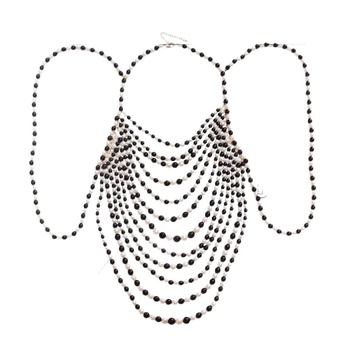 Moteriška daugialypė kūno grandinė su perlomis – išskirtinis dizainas (Pavasaris 2025)